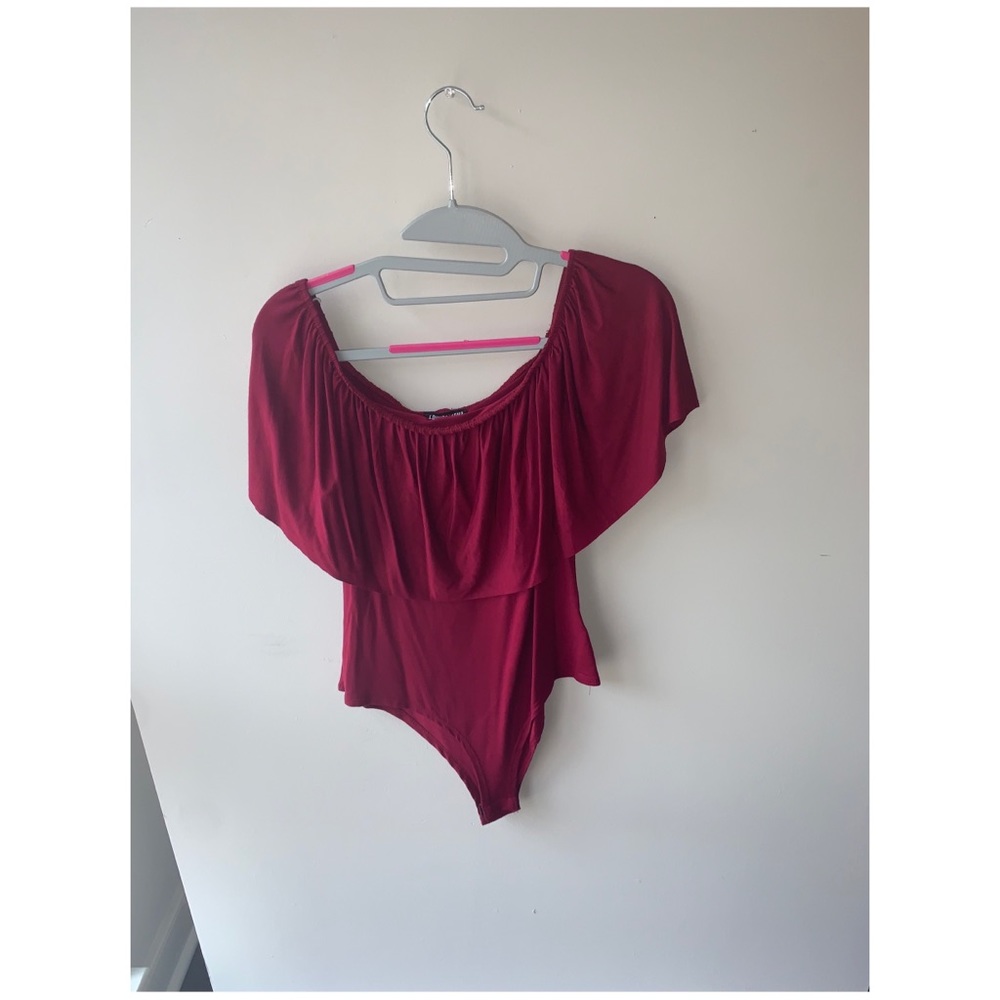 Red off the shoulder bodysuit